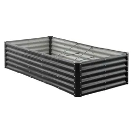Product image of Metal Raised Garden Bed, 6 x 3 x 1.4 ft, Galvanized, Open Bottom, Dark Gray