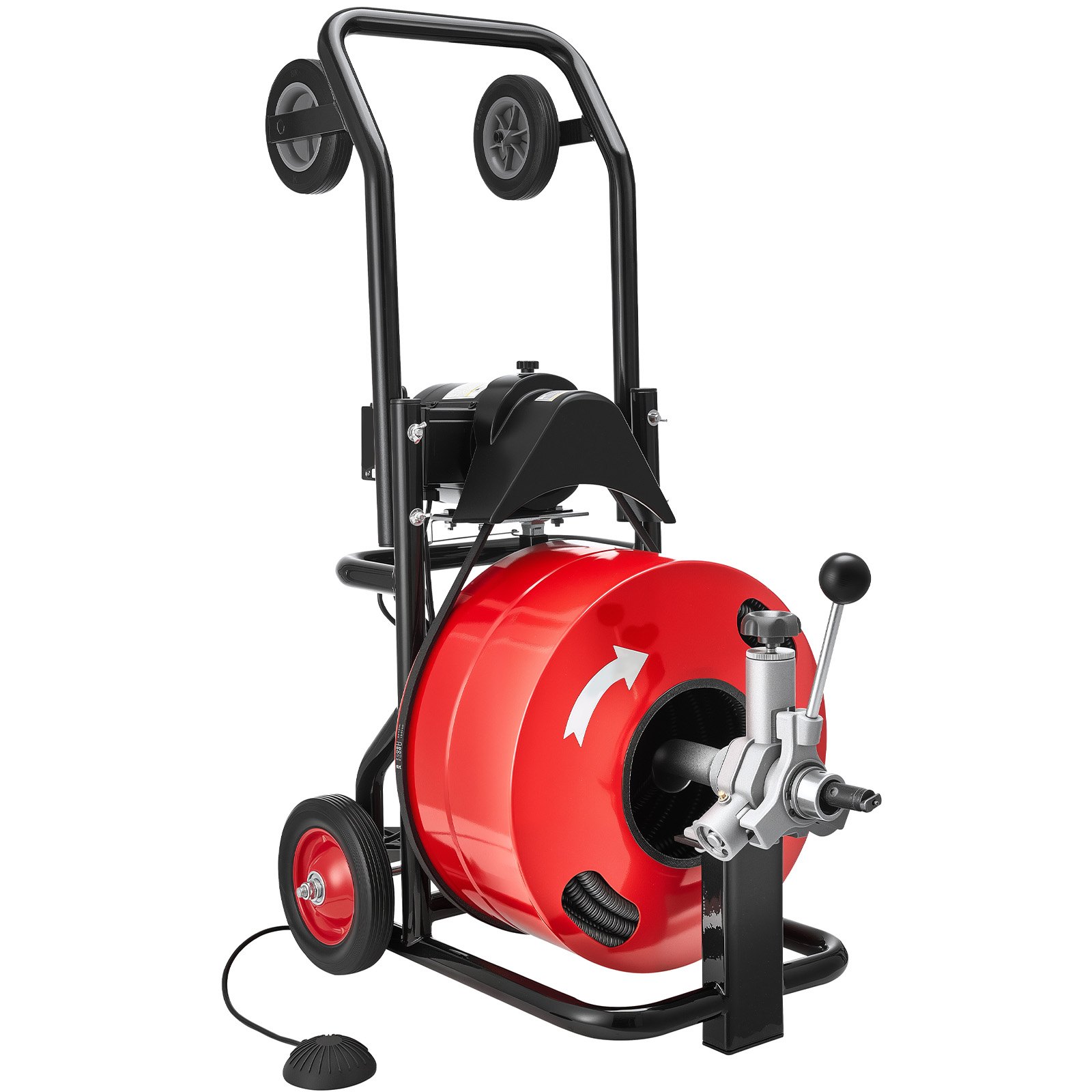 Main product image of Drain Cleaner Machine, 100 ft x 3/4 inch, Auto-Feed, 6 Cutters, 4-8 inch Pipes