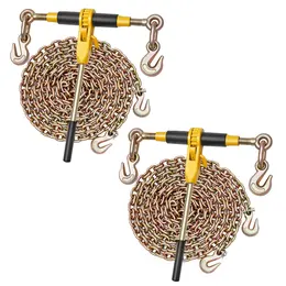 Product image of Ratchet Chain Binder Set, 5/16 In x 12.8 Ft G80 Chains, 8000 Lbs WLL, 2 Sets