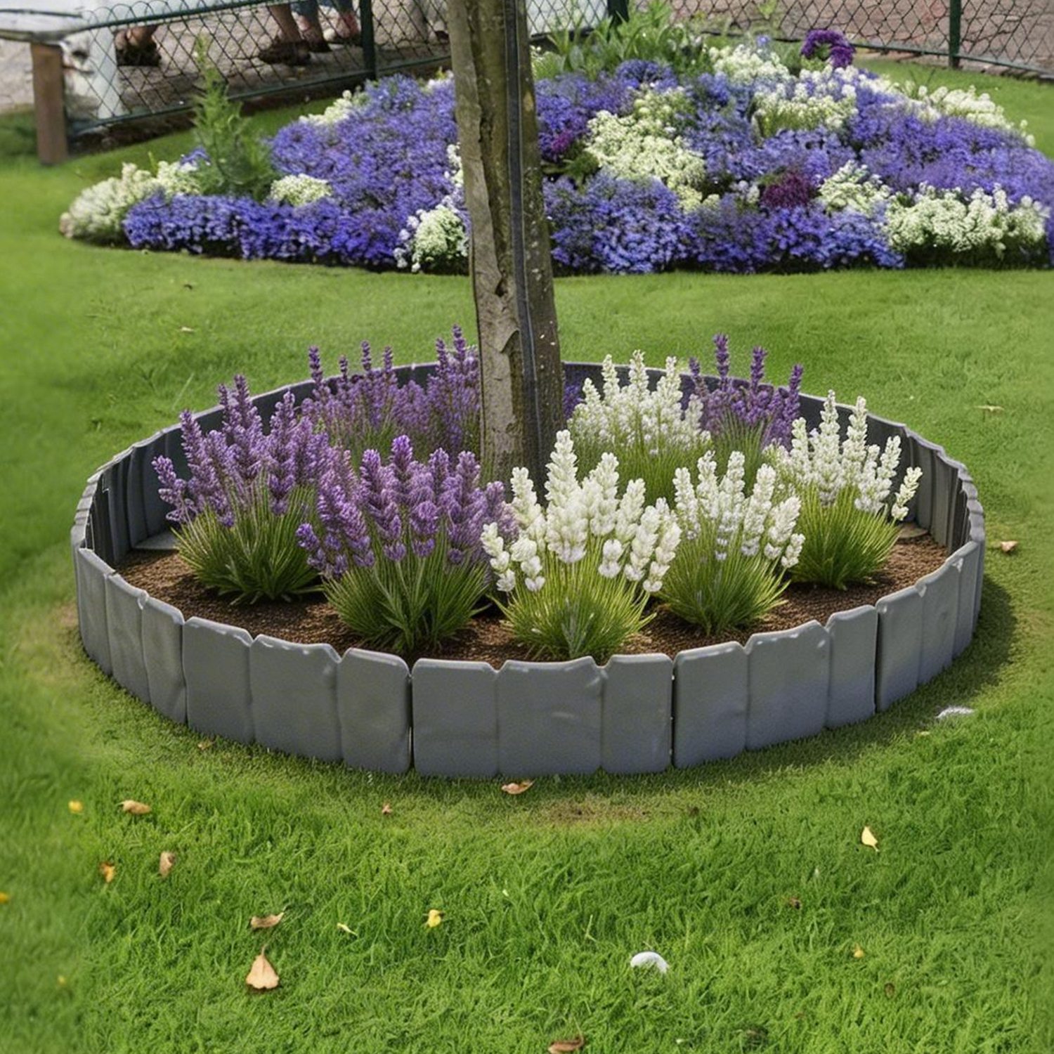 Main product image of 16FT Plastic Landscape Edging, 20 Faux Cobbled Stone Borders, 20 Spikes