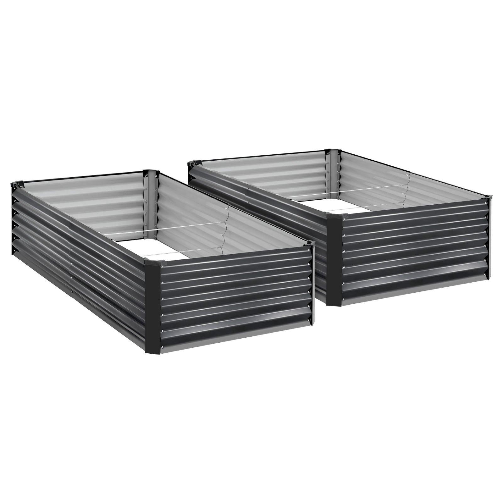 Main product image of 2-Pack Galvanized Alu-Zinc Raised Garden Beds, 6.67 x 3.35 x 1.51 Ft, Dark Gray
