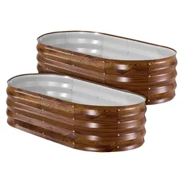 Product image of 2 Pack Galvanized Oval Raised Garden Beds, 4 x 2 x 1 Ft, Bottomless, Alu-Zinc