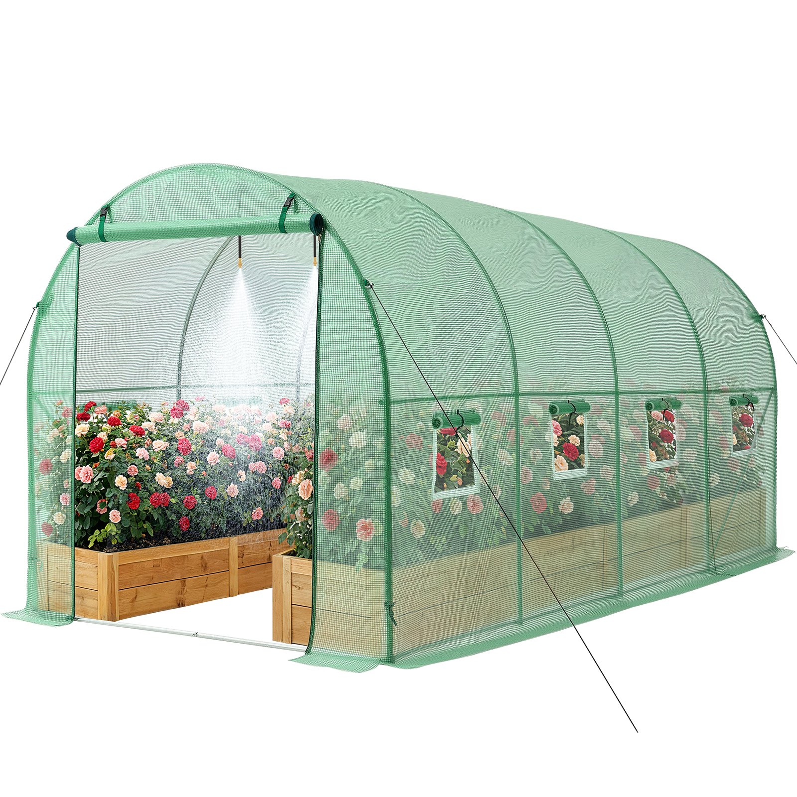 Main product image of 15x7x7 Ft Tunnel Greenhouse, Steel Frame, PE Cover, Watering System, Roll-Up Door