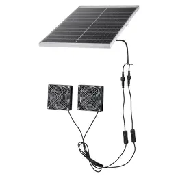 Product image of 30W Solar Powered Fan with Dual Fans, Adjustable Panel, 2668 RPM