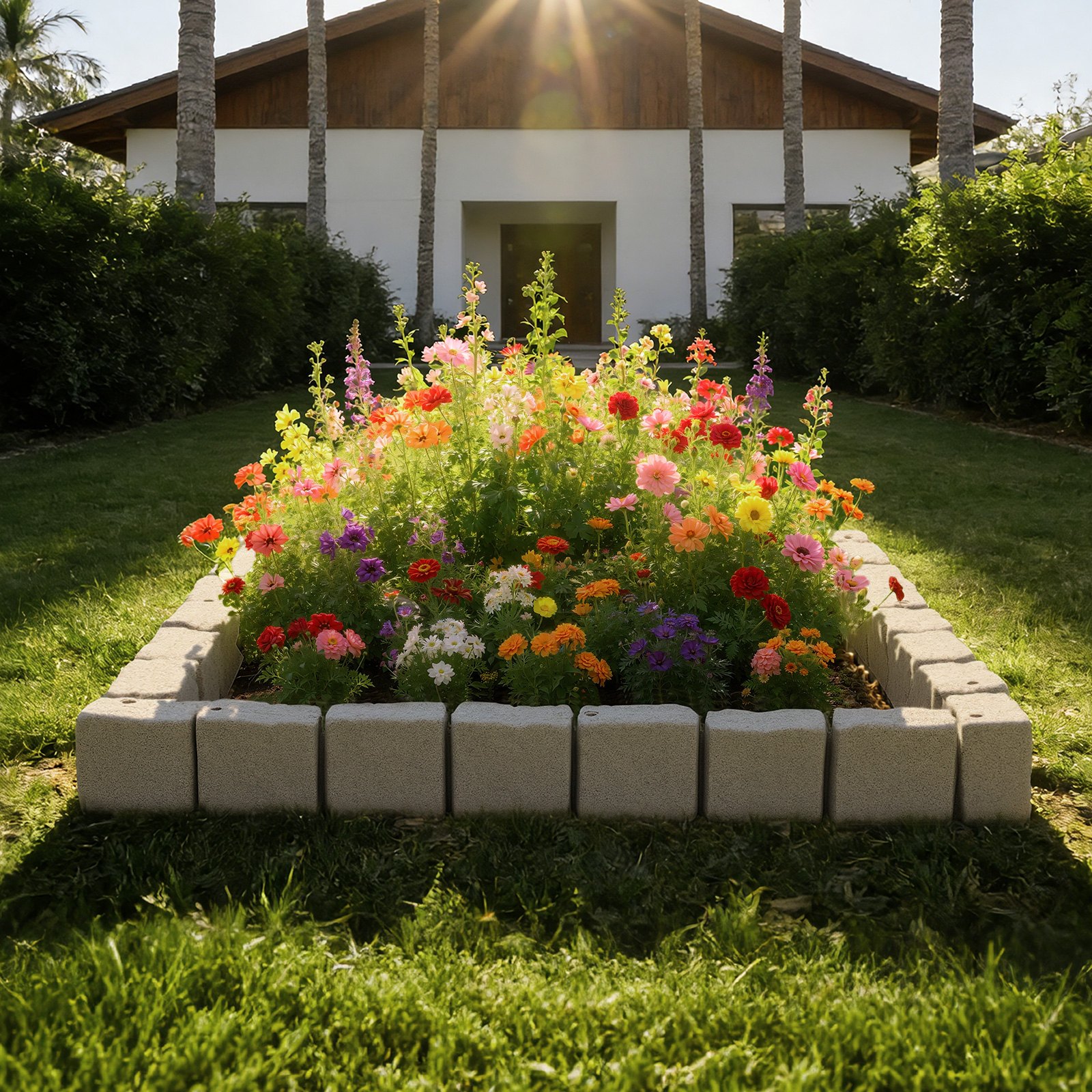 Main product image of Faux Stone Landscape Edging Kit, 15.5 ft, 4 Sections, 46.85x3.94x6.1 in, 12 Spikes, Beige