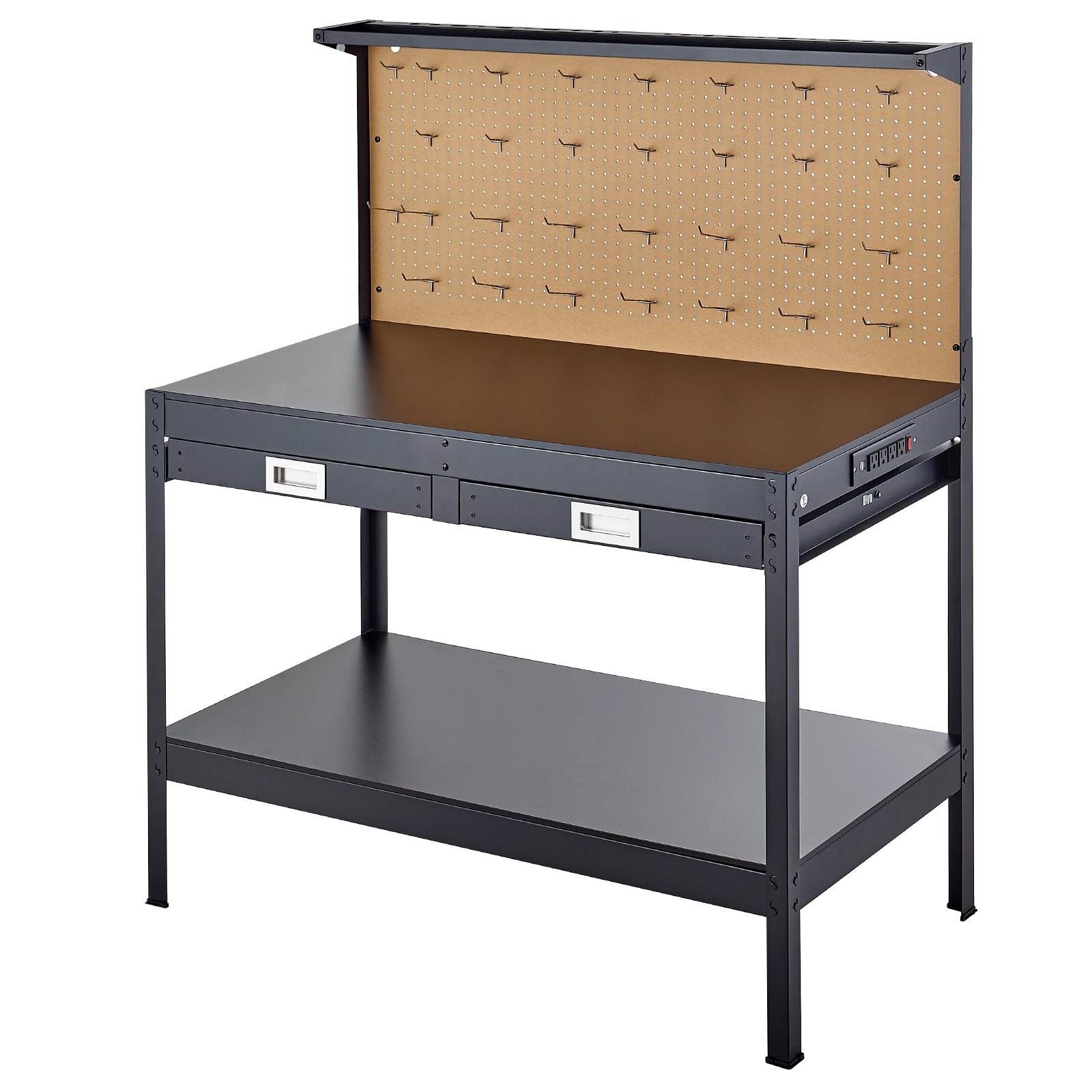 Main product image of 47.2-inch Hardwood Workbench, 242.5 Lbs Capacity, Pegboard, 4 AC, 2 USB, Drawer