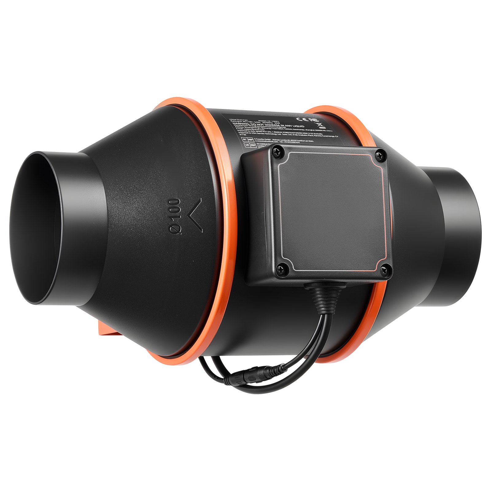 Main product image of 4 Inch Inline Duct Fan, 205 CFM, EC Motor, 10-Speed PWM Controller