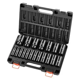 Product image of 19-Piece Deep Impact Socket Set, 1/2-inch Drive, 3/8-inch to 1-1/2-inch, 6-Point, Cr-V