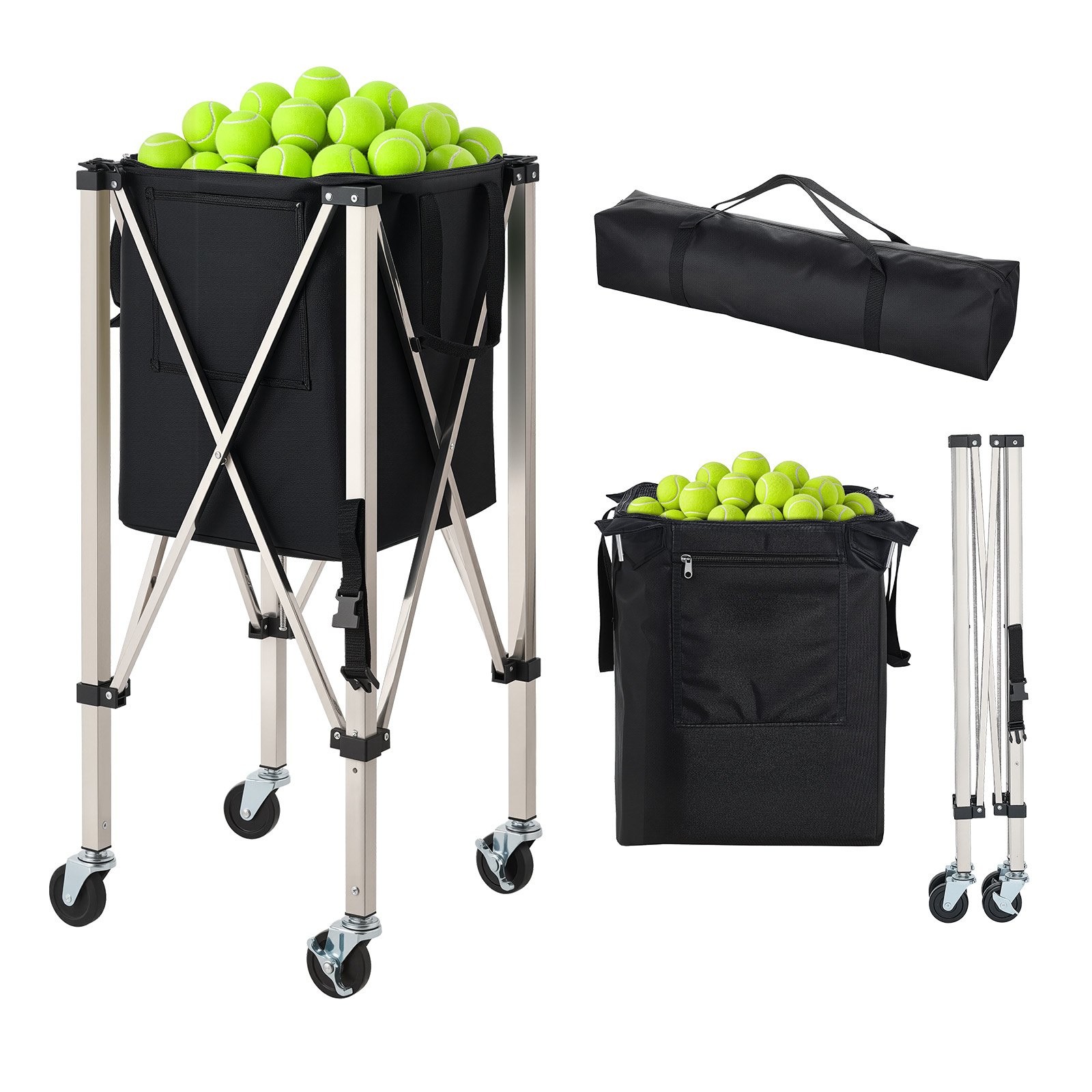 Main product image of 200-Ball Tennis Hopper & Pickleball Cart, Foldable, Stainless Steel