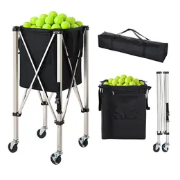 Product image of 200-Ball Tennis Hopper & Pickleball Cart, Foldable, Stainless Steel