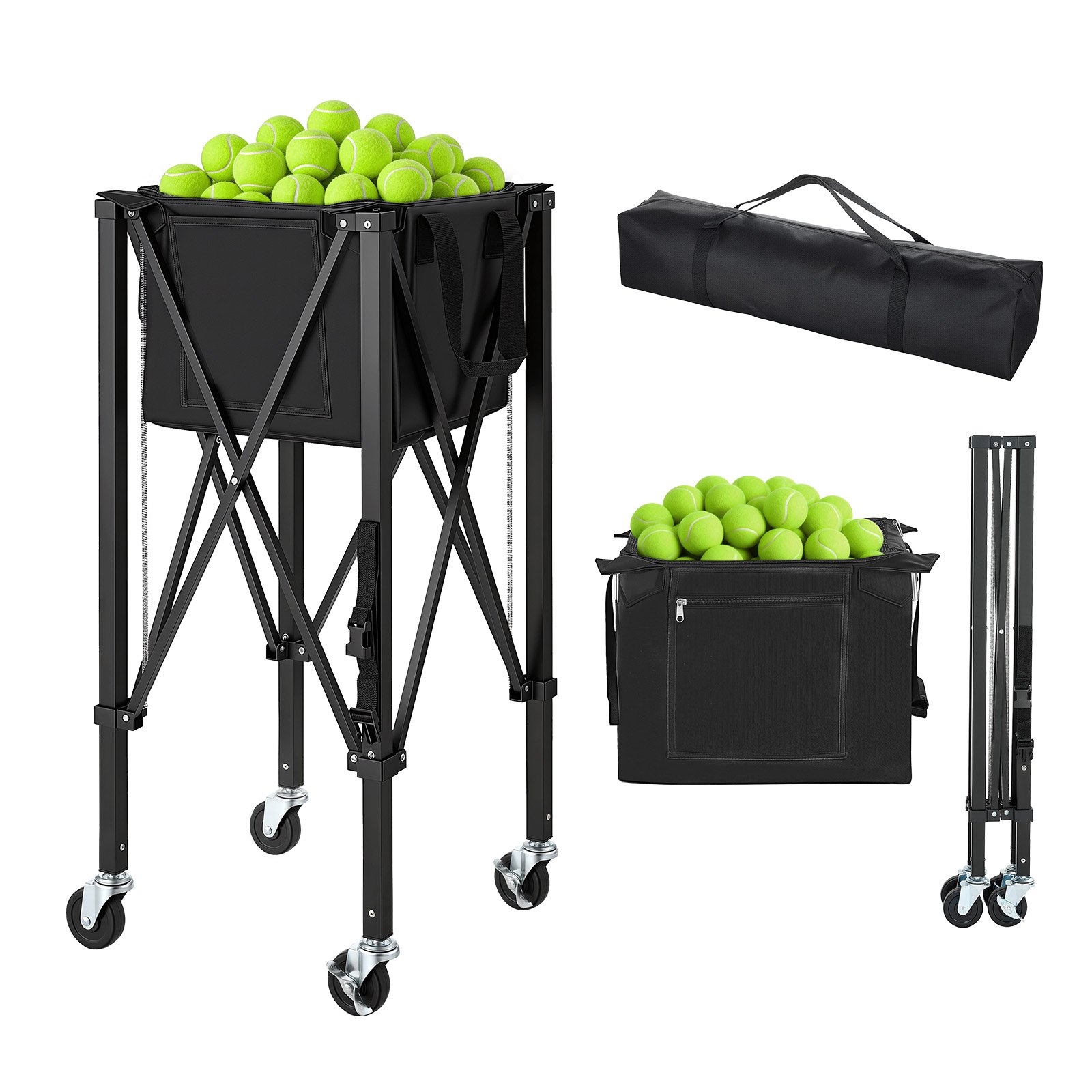 Main product image of 120-Ball Tennis Hopper & Pickleball Basket Cart, Foldable, Aluminum Alloy