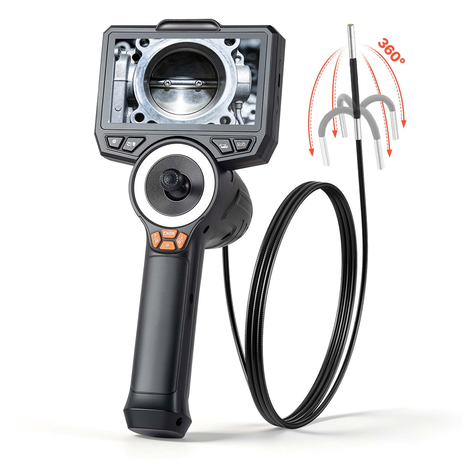 Main product image of 3.9mm Articulating Borescope, 4-Way, 4.5-inch IPS Screen, 8X Zoom, Light, 4.9 ft Cable