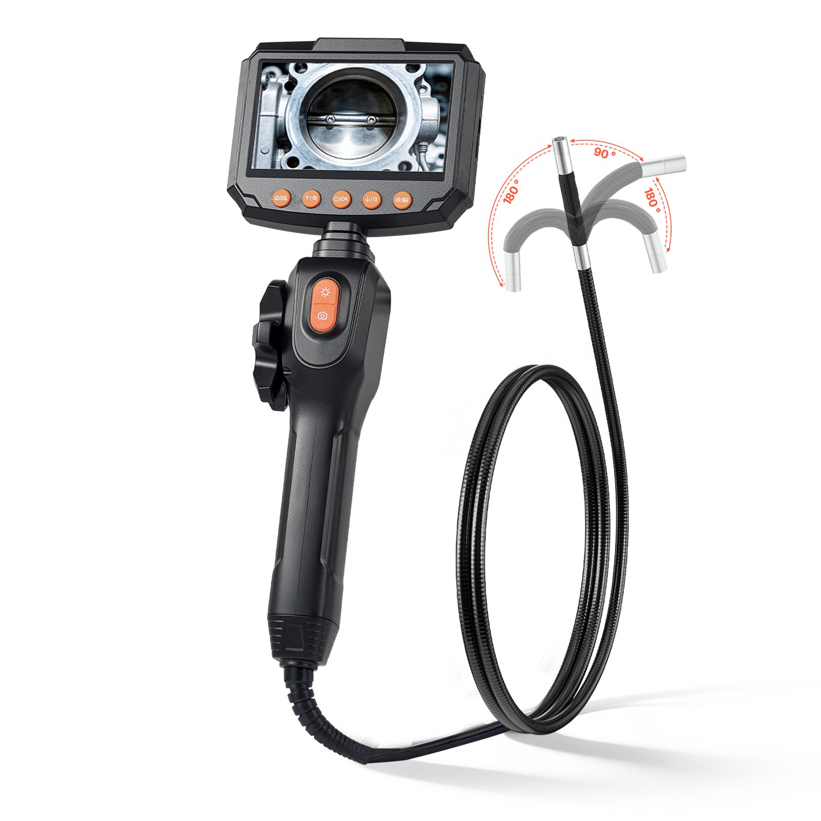 Main product image of Two-Way Articulating Borescope, 0.24-inch Lens, 4.3-inch IPS Screen, 4.9ft Cable