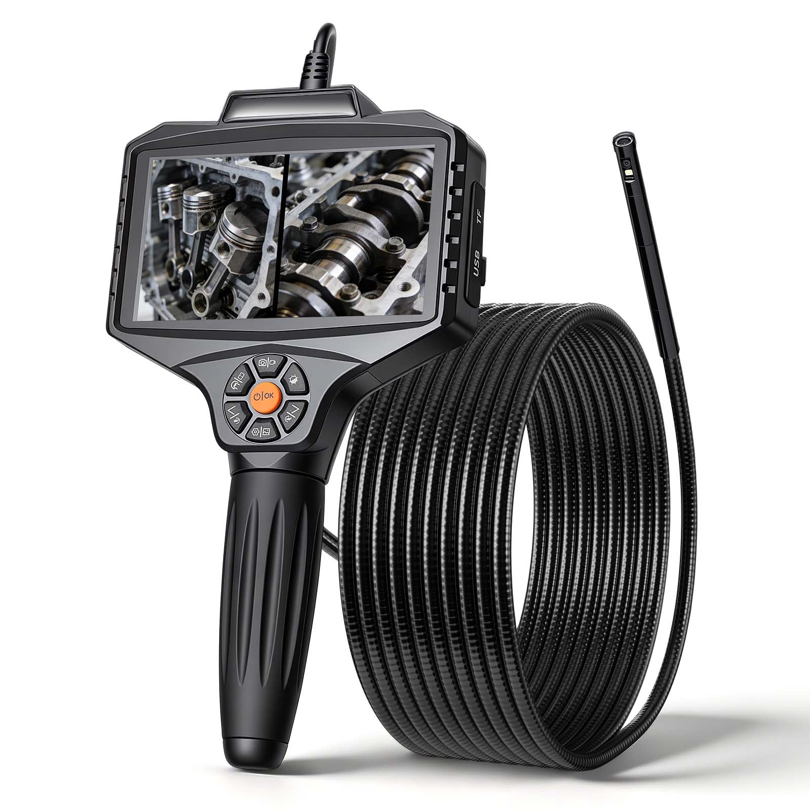 Main product image of 1080P HD Rigid Industrial Borescope Camera with Rotating Probe, 16.4FT