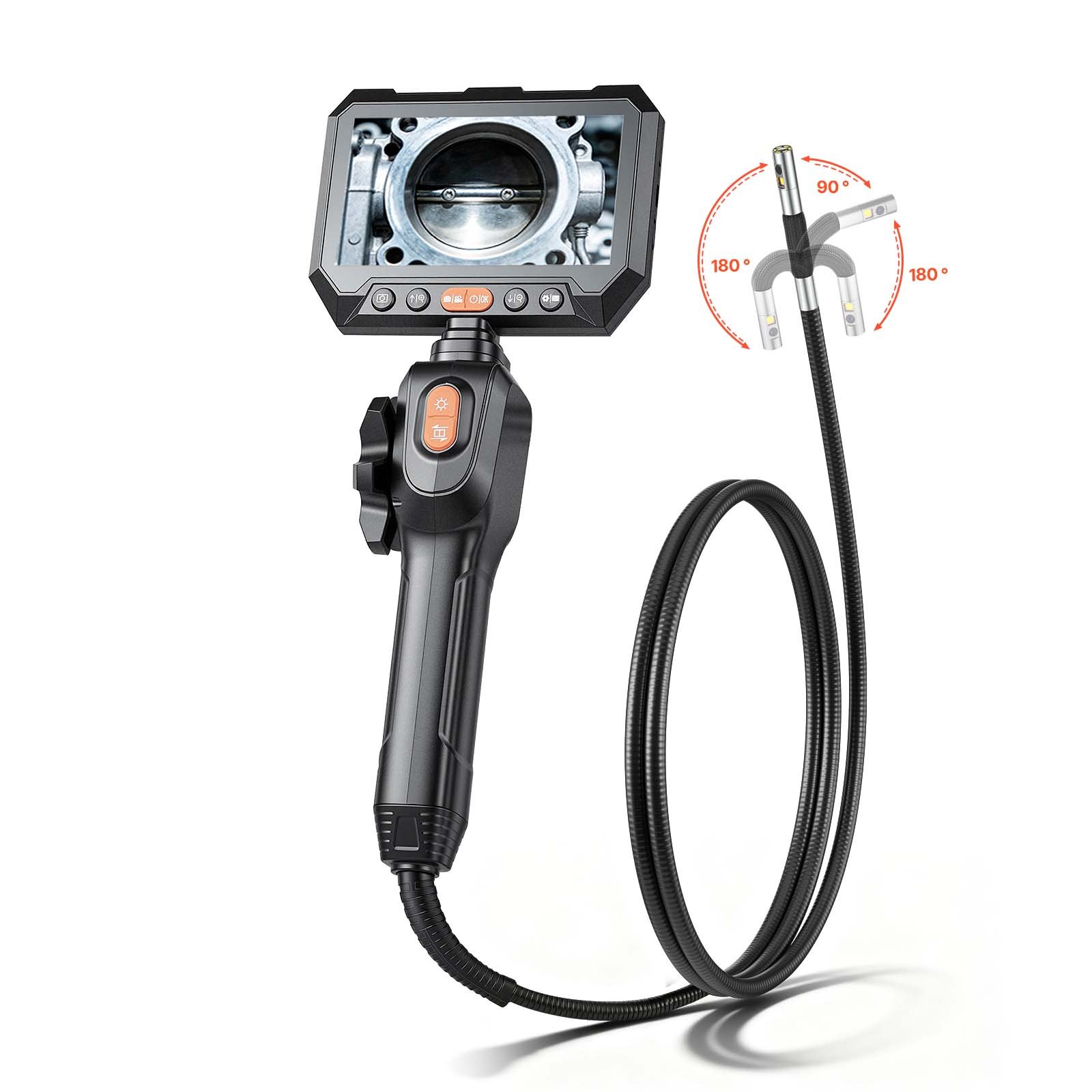 Main product image of Industrial Borescope Camera, 1080P HD, 2-Way Dual-Lens, 0.24-inch Articulated Probe, 4.9FT