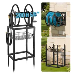 Product image of Freestanding Garden Hose Reel, 200 ft 5/8-inch Hose, Wall/Ground Mount, 5 ft Leader Hose