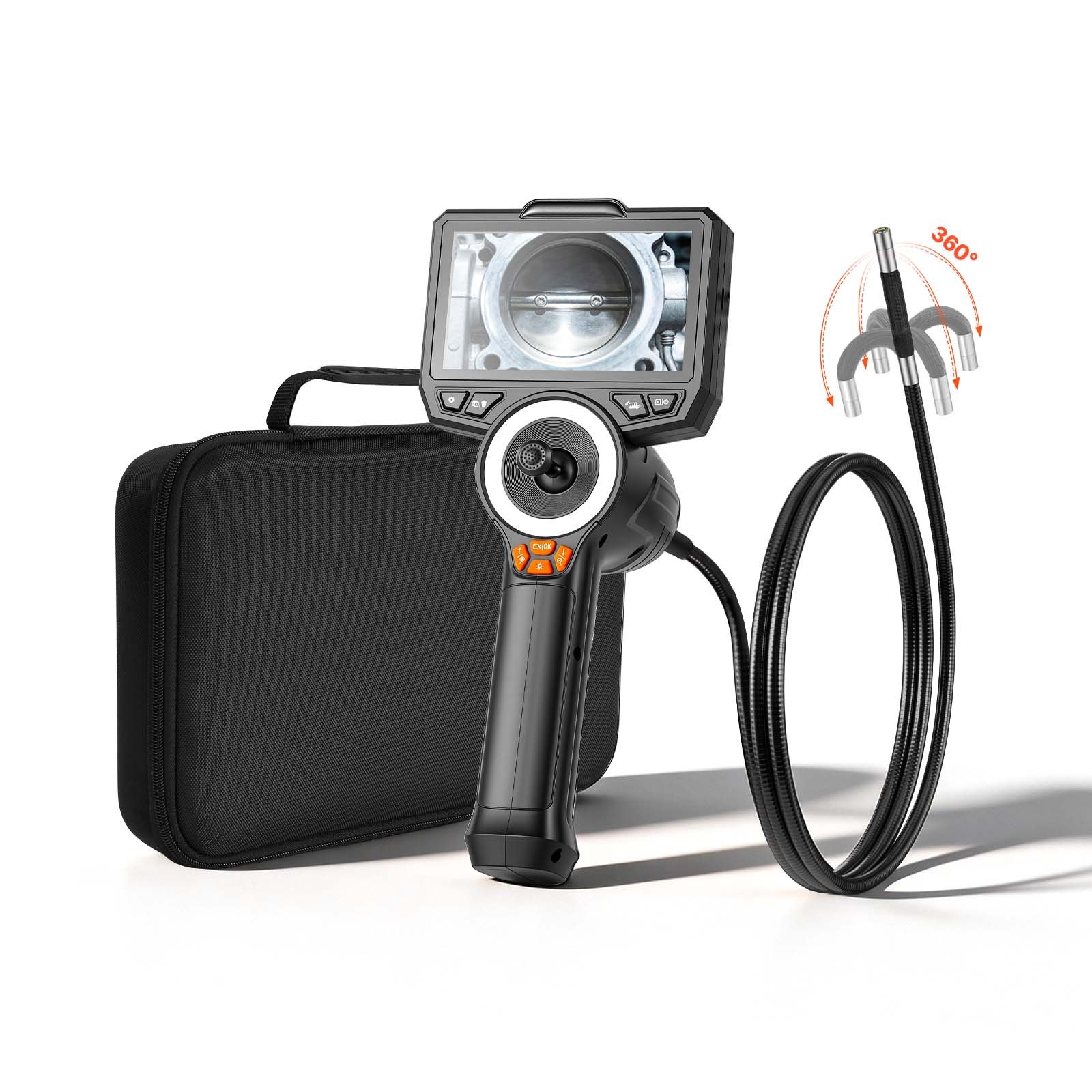 Main product image of 4-Way Articulating Industrial Inspection Camera with Light, 1080P, 4.9FT