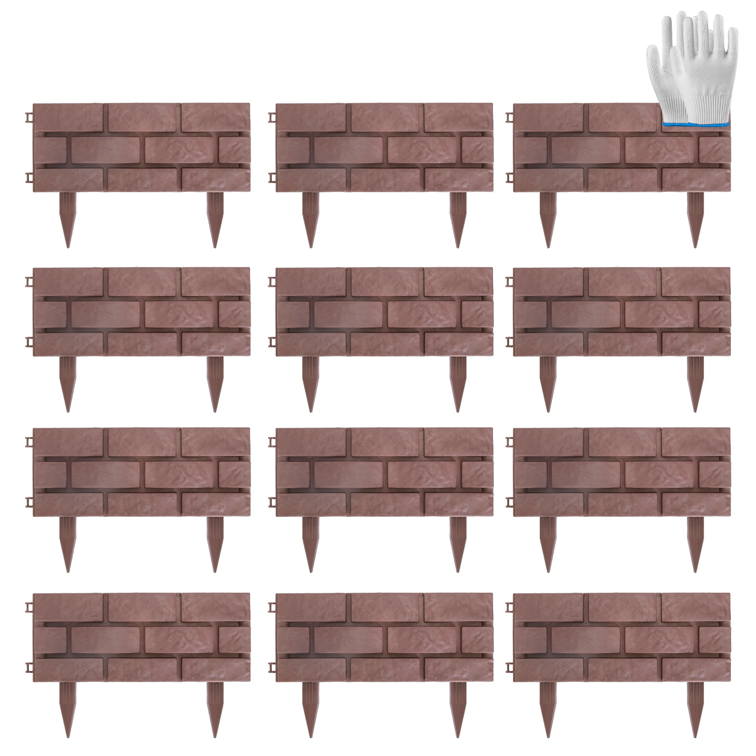 Main product image of 12-Piece PP Stone Garden Edging Panels, Red