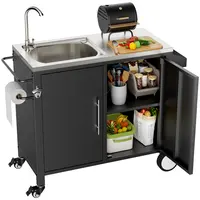 Product image of Outdoor Grill Cart with 304 Stainless Steel Sink, Cabinet, 38x18x35in