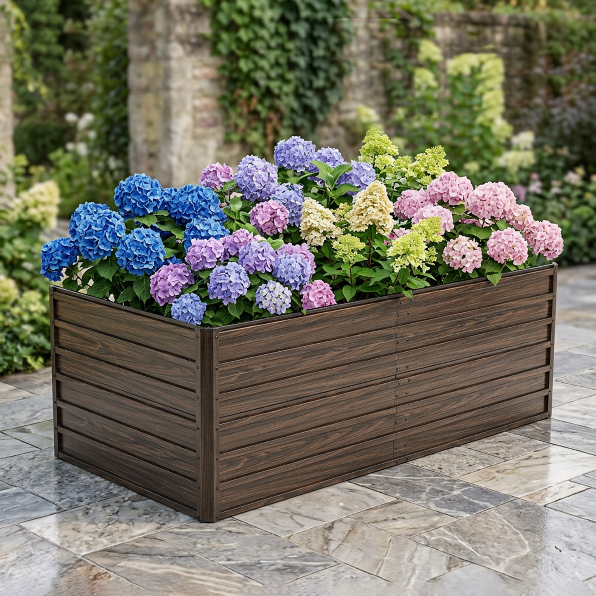 Main product image of 74.6x35.4x25in Steel Raised Garden Bed Kit, Open Drainage, 4 Rods, Safety Edging