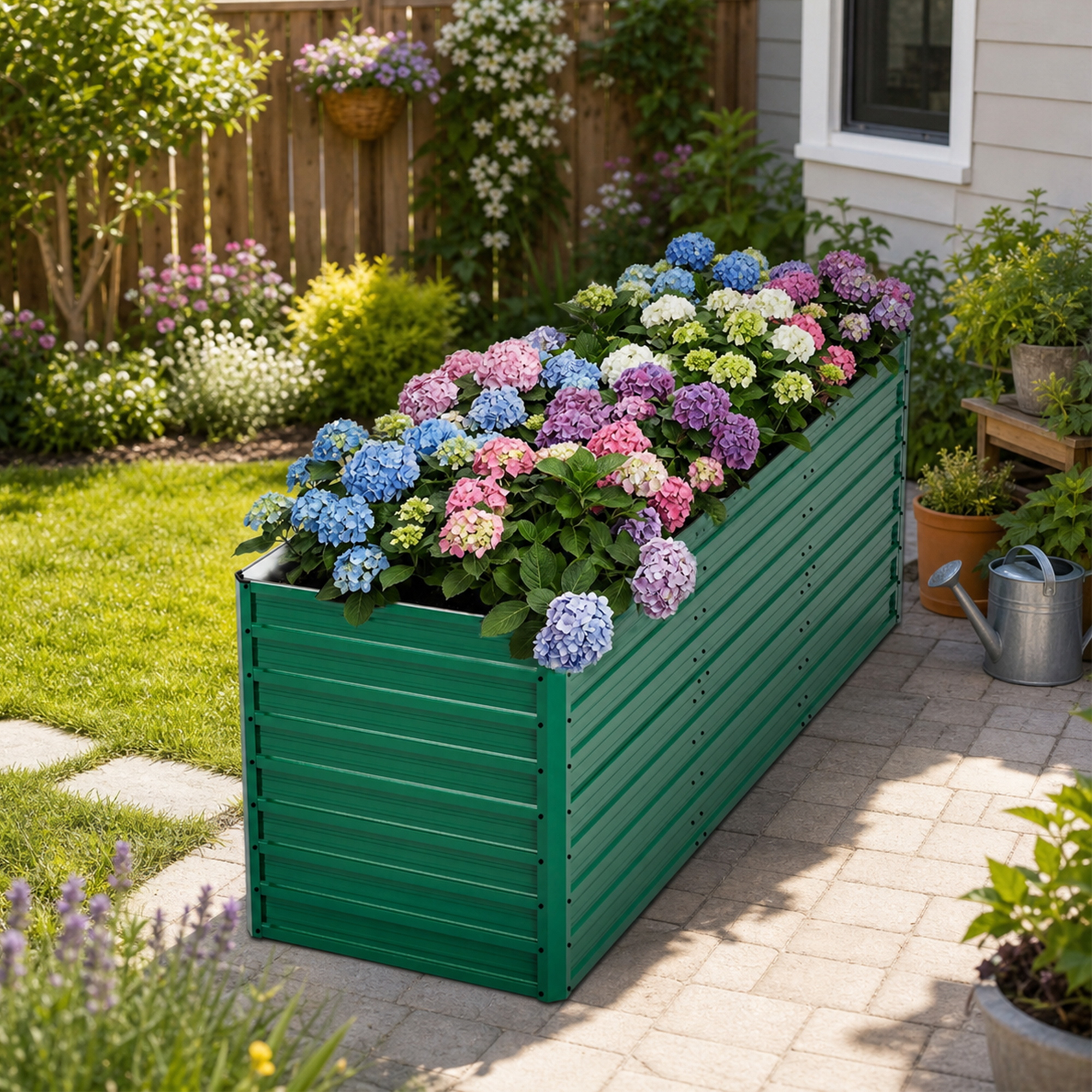 Main product image of Raised Garden Bed Kit, 93.7in x 31.5in x 32.3in, 32in Height, Steel, 8 Reinforcing Rods