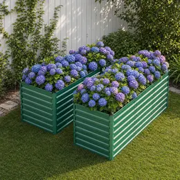 Product image of 2-Pack 93.7x31.5x32.3in Steel Raised Garden Beds, 8 Reinforcing Rods