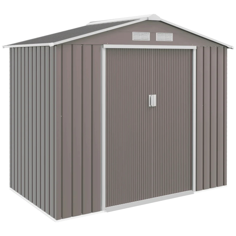Main product image of 7' x 4' Outdoor Storage Shed, Metal, Double Lockable Door, Gray