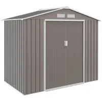 Product image of 7' x 4' Outdoor Storage Shed, Metal, Double Lockable Door, Gray