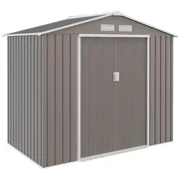 Product image of 7' x 4' Outdoor Storage Shed, Metal, Double Lockable Door, Gray
