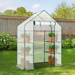 Product image of Mini Walk-in Greenhouse, PE Cover, 4-Shelf, 56x29x77in