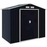 Product image of 7'x4' Metal Outdoor Garden Storage Shed with 4 Vents, 2 Sliding Doors - Dark Gray