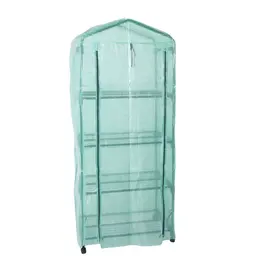 Product image of 4-Tier Greenhouse with PE Cover, Zippered Door, and Rotating Wheels