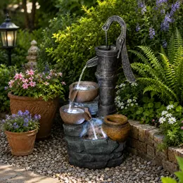 Product image of 32-inch H Outdoor Fountain with Vintage Pump, Weather-Resistant Design