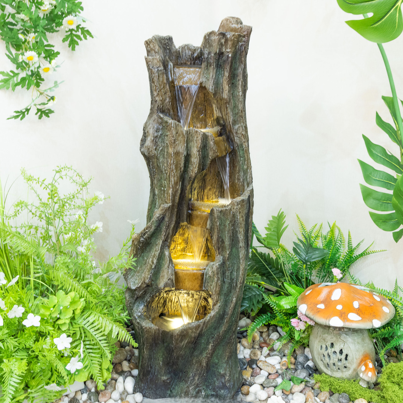 Main product image of Waterfall Fountain, Outdoor Garden Patio, with LED Lights