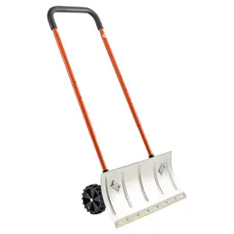 Product image of Wheeled Snow Pusher, Adjustable Steel Handle, Replacement Rubber Blade