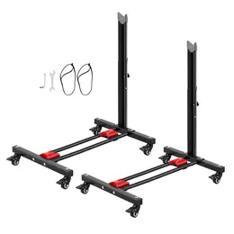 Product image of Freestanding Bike Stand, Vertical/Horizontal, Adjustable, 20-29 In Wheels, Black, 2-Pack