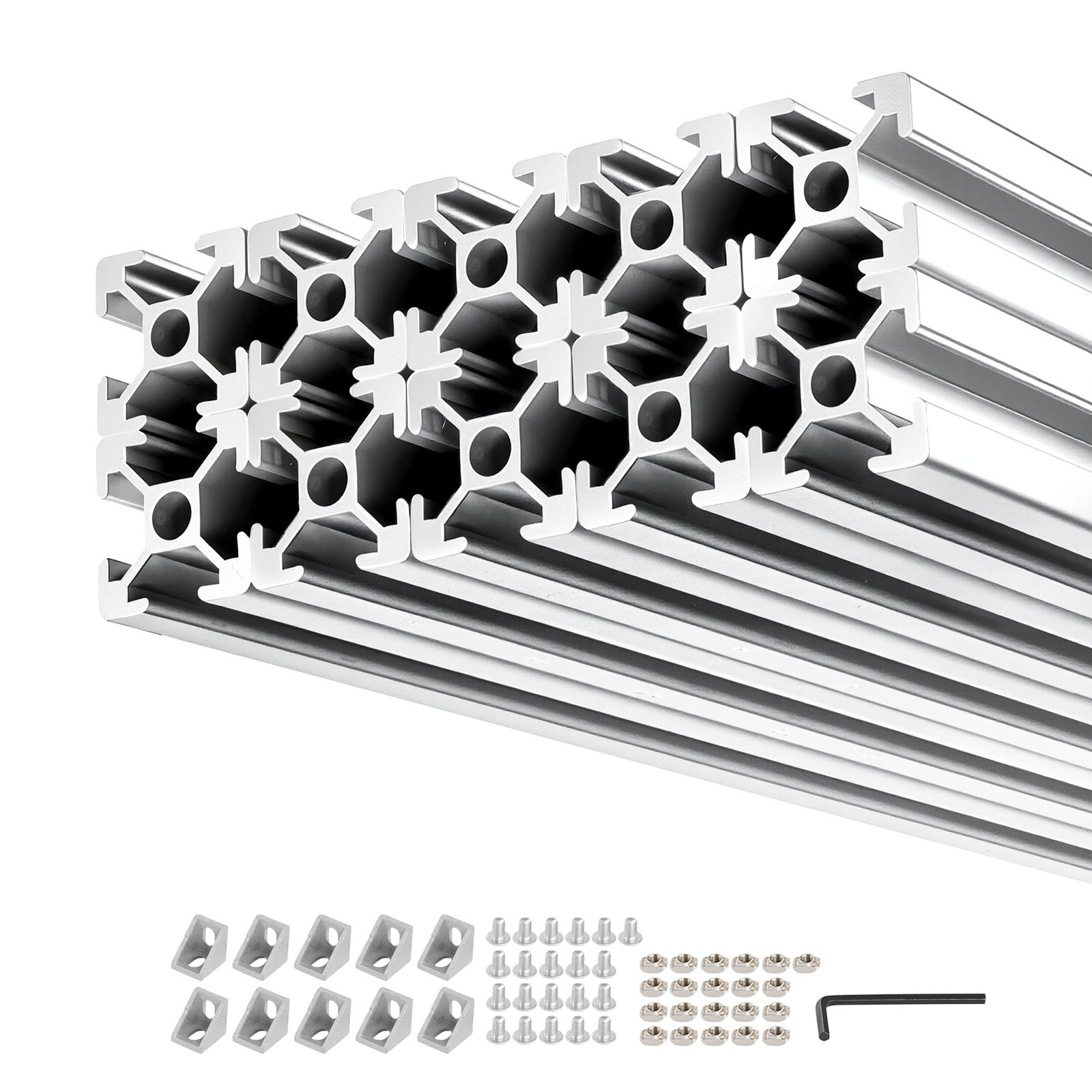 Main product image of 10-Pack 2020 European Standard T-Slot Aluminum Extrusion, 39.37 Inch (1000mm), Silver