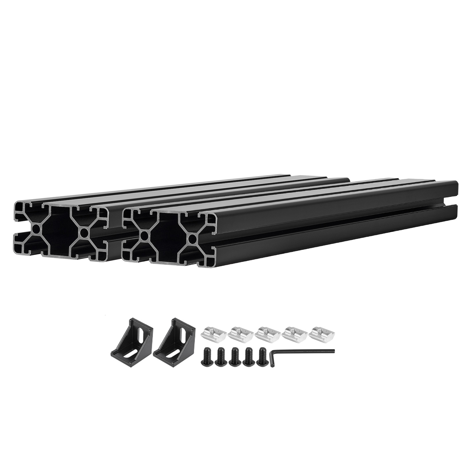 Main product image of 2-Pack 4080 T-Slot Aluminum Extrusion Profile, 500mm, Anodized Black