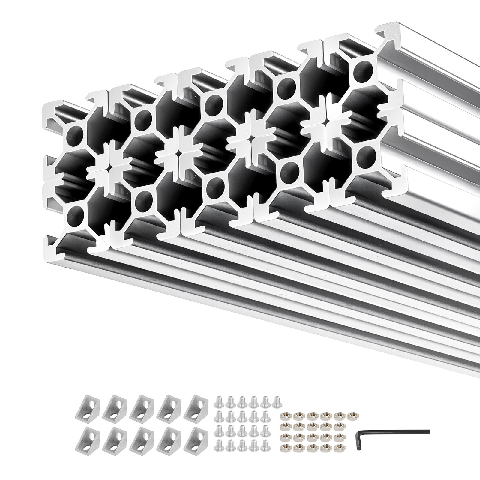 Main product image of 10-Pack 2020 T-Slot Aluminum Extrusion, 48 Inch (1220mm), European Standard, Silver