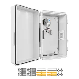 Product image of ABS Electrical Enclosure, IP65, 14.2x10.8x5.9 In, with Thermostat and Fan