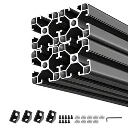 Product image of 4040 T-Slot Aluminum Extrusion, 400mm, European Standard, Anodized, Black, 4-Pack