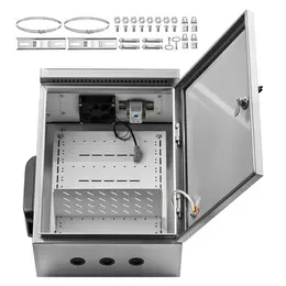Product image of 20x16x8 in Stainless Steel Electrical Enclosure, IP65, Fan, Thermostat, Wall/Pole Mount