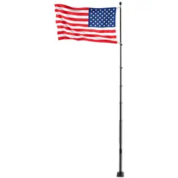 Product image of 20ft Telescopic Aluminum Flagpole Kit, Vehicle Mount, 3x5 American Flag, Black