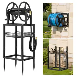 Product image of Garden Hose Reel, 125 ft x 5/8 in Capacity, Wall/Ground Mount, 5 ft Leader Hose, Brass Fittings
