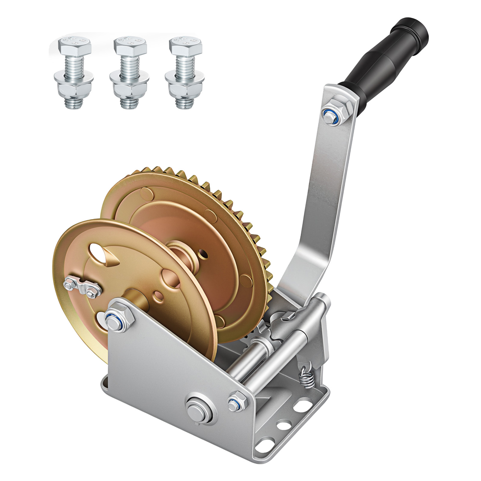Main product image of 1600 Lbs Boat Hand Winch, Manual Crank, Two-Way Ratchet, 4:1 Gear
