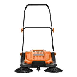 Product image of Walk-Behind Manual Floor Sweeper, 25.6" Sweeping Width, 5 Gallon Container, Orange