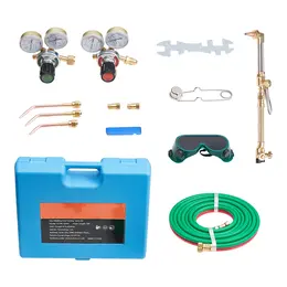 Product image of Oxygen Acetylene Torch Kit, Check Valves, 15ft Hose, 4 Tips, 2 Regulators