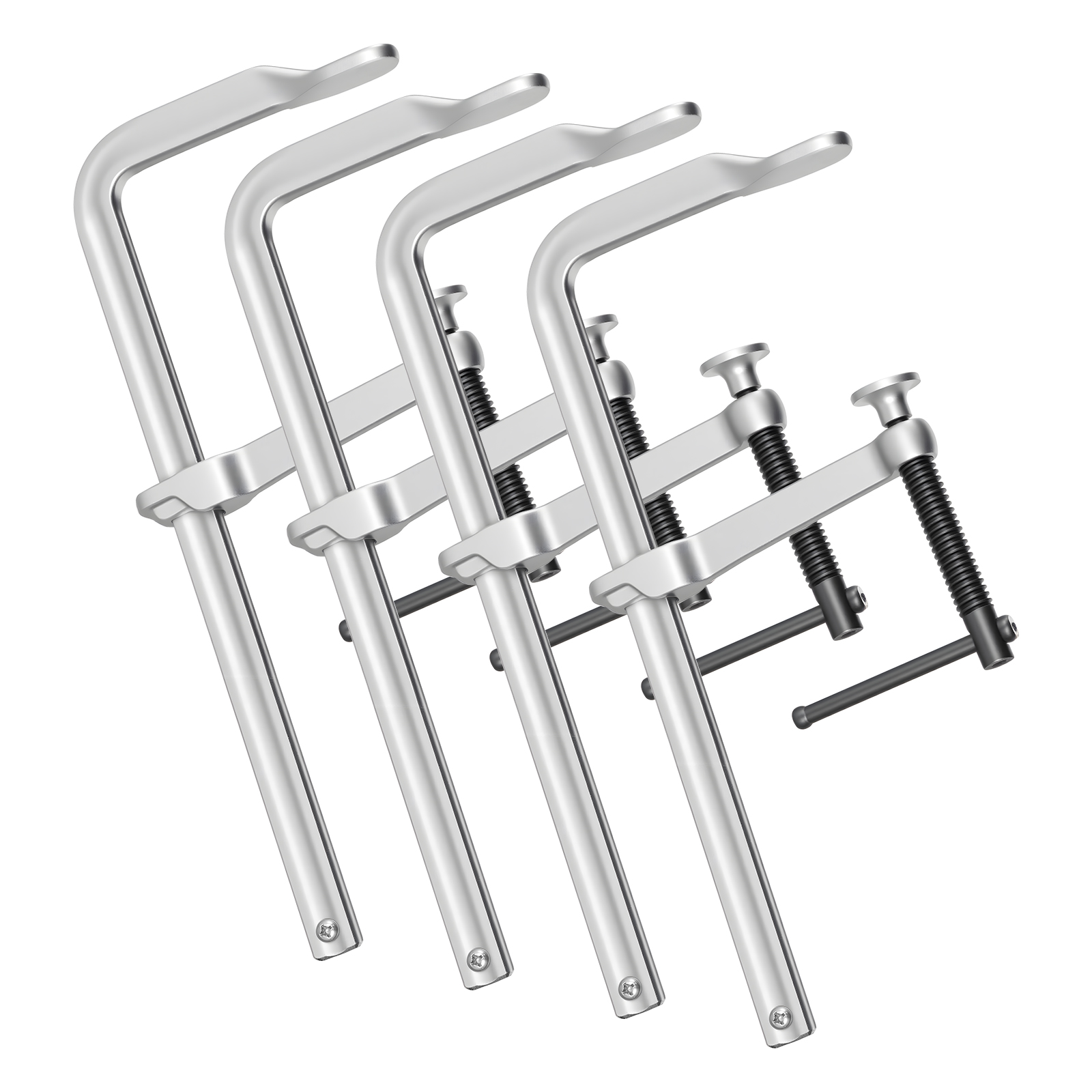 Main product image of Bar Clamps, 4-Pack, 12 in. Opening, 4.72 in. Throat, 1200 lb Load, Swivel Jaw, T-Handle