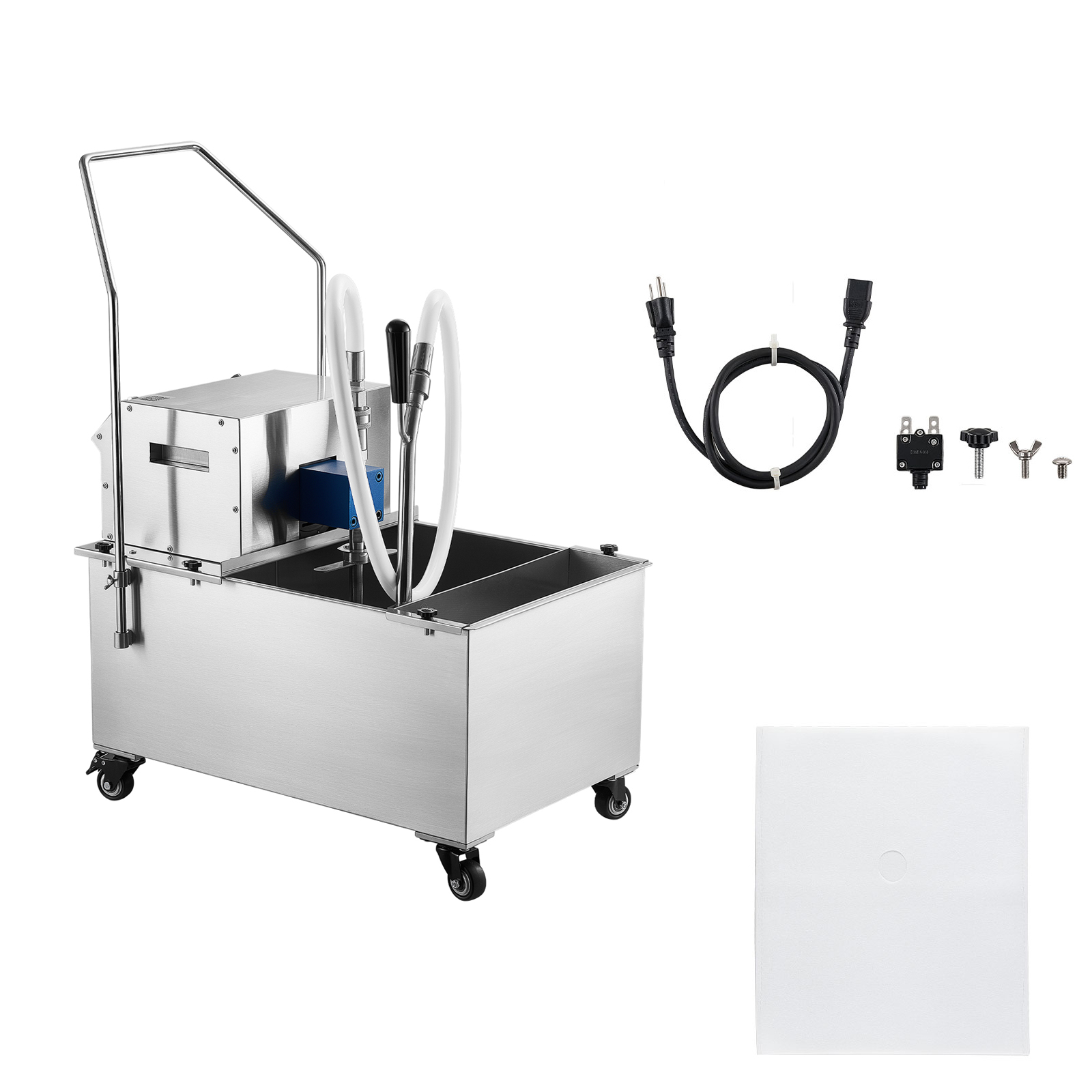 Main product image of Mobile Fryer Oil Filter Cart, 55L/14.5Gal, 250W, 12 L/min, Stainless Steel