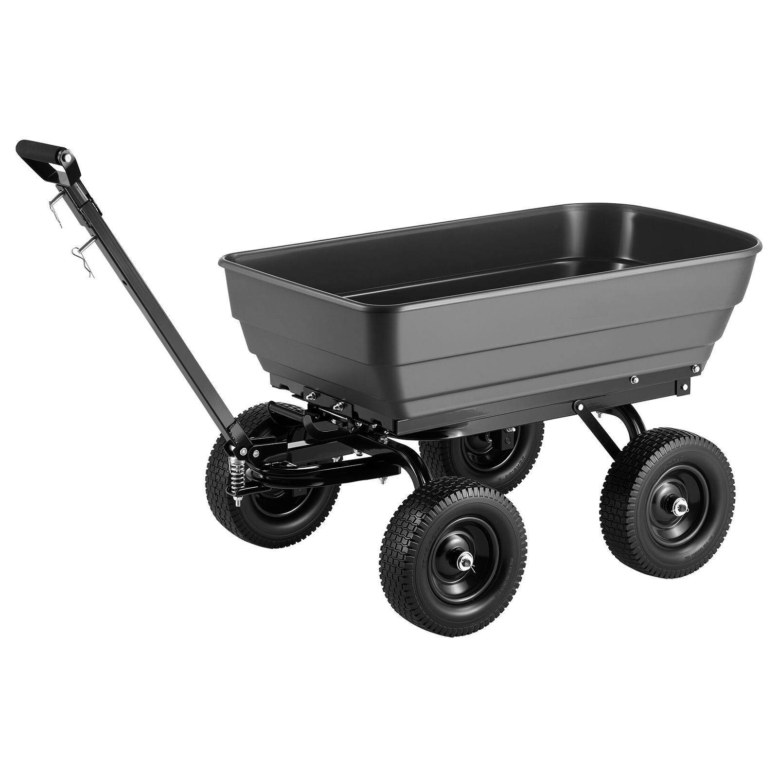 Main product image of 1200 lb Poly Garden Dump Cart, 7 cu ft, 90° Dump, 2-in-1 Handle, Swivel Wheels